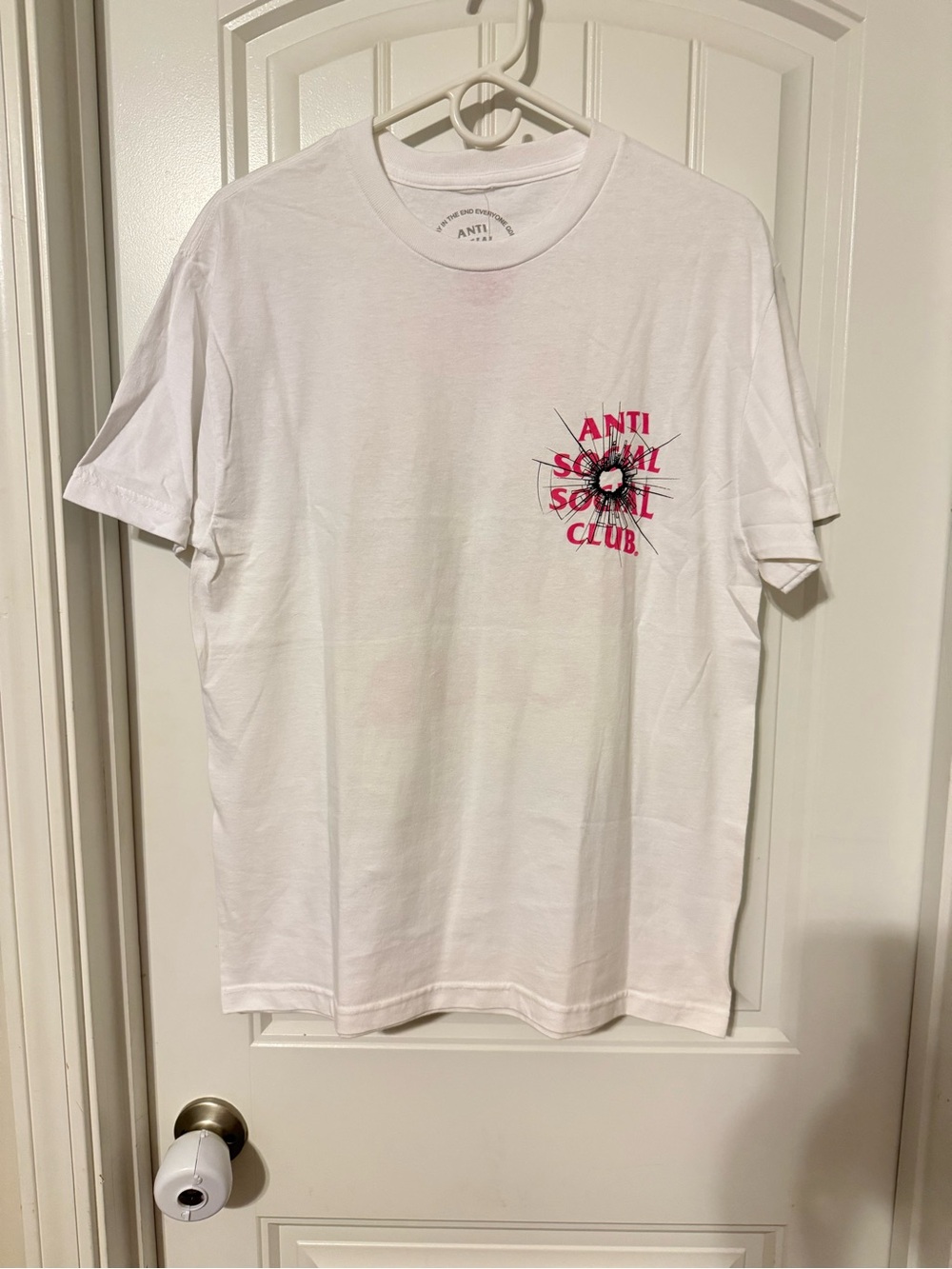 Anti Social Social Club White Tee with Pink Graphic
